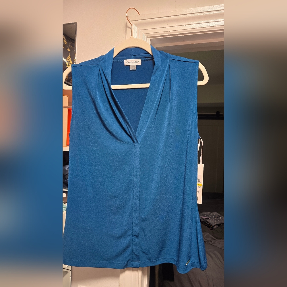 NWT Calvin Klein Womens teal Sleeveless Top - Picture 6 of 7